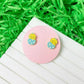 Acrylic Easter Chick Stud Earrings: Purple