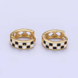 Checkered Enamel Huggie Cartilage Earrings