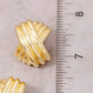 Gold Dipped Hash Weave Hoop Earrings: GOLD