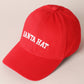 Santa Hat Text Embroidery Baseball Cap: Red