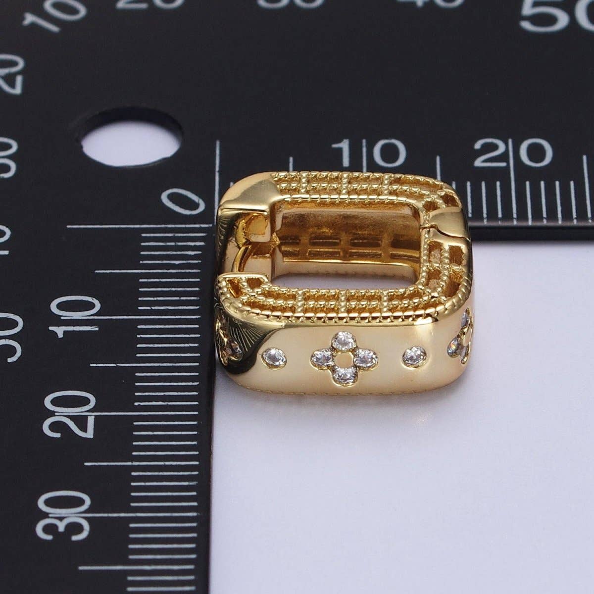 CZ Square Huggies Earrings