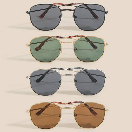 Thin Metallic Frame Fashion Sunglasses: ASSORTED