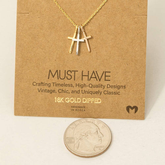 Triple Cross Pendant Necklace: G