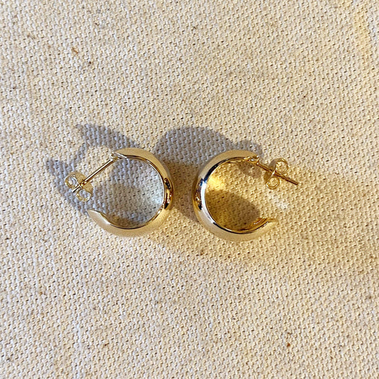 18k Gold Filled Rounded C- Hoop Waterproof Earrings