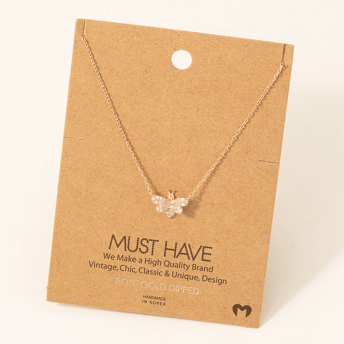 Pave Bee Pendant Necklace: G