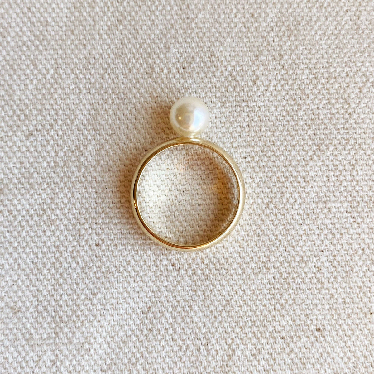 18k Gold Filled Solitaire Pearl Ring: 8