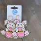 Easter Bunny with Egg Seed Beaded Dangle Earrings