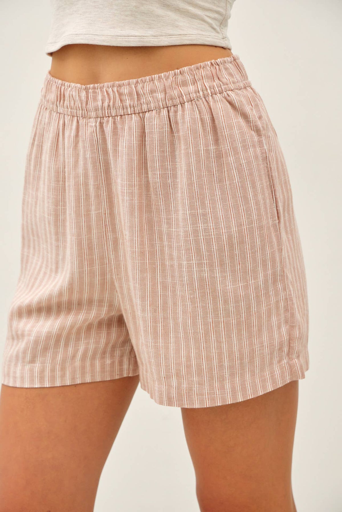 Linen Blend Shorts- Hazelnut