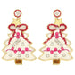 Christmas Tree Sequins Embroidered Earrings : White