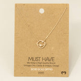 Gold Dipped Studded Star Orbit Pendant Necklace
