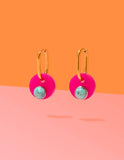 Deco Glam Medallion Oval Hoops Pink