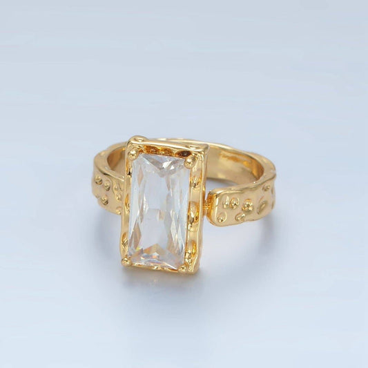 CZ Baguette Hammered Wrap Band Ring