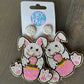 Easter Bunny with Egg Seed Beaded Dangle Earrings