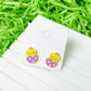 Acrylic Easter Chick Stud Earrings: Purple